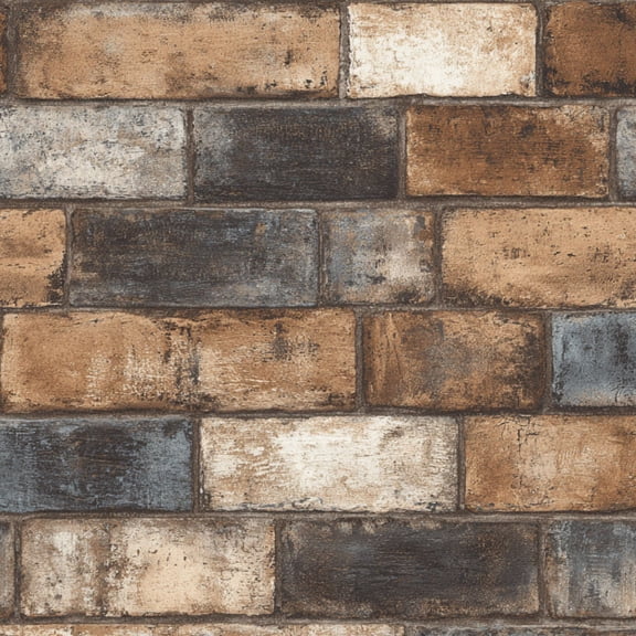 Peel and Stick Wallpaper Washed Faux Brick Rectangular Bricks Rough Mortar Lines Weathered 24in x 118in Contact Paper Removable Self Adhesive Wall Mural Wall Decor for Bedroom Kitchen Cabinets