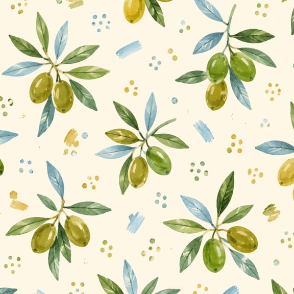 Peel and Stick Wallpaper Watercolor Olive Branches Leaves Cream Wall Mural 17.7in x 9.8ft Self Adhesive Removable Wall Paper Renter Friendly Wallpaper for Bedroom Living Room Cabinets