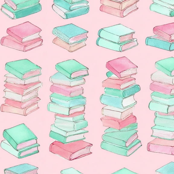 Peel and Stick Wallpaper Watercolor Stack Books Soft Pastel Colors Pink Wall Mural 23.6in x 9.8ft Self Adhesive Removable Wall Paper Renter Friendly Wallpaper for Nursery Bedroom Classroom