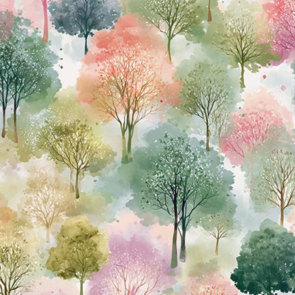 Peel and Stick Wallpaper Watercolor Tree Soft Pastel Colors Gentle Blending Wall Mural 17.7in x 9.8ft Self Adhesive Removable Wall Paper Renter Friendly Wallpaper for Nursery Bedroom Cabinets