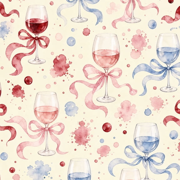 Peel and Stick Wallpaper Watercolor Wine Glasses Bows Paint Splashes Cream Wall Mural 23.6in x 9.8ft Self Adhesive Removable Wall Paper Renter Friendly Wallpaper for Bedroom Living Room