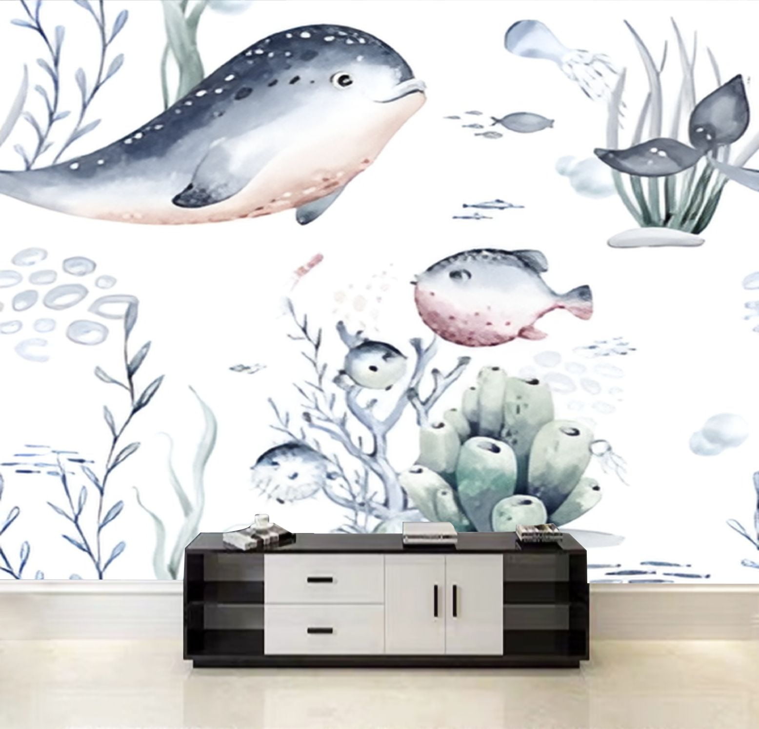 Under The Sea Nature Scenery Ocean Animals World Includ Sea Turtles Dolphins Coral 3 Pcs Removable 3D Wall Decals Peel And Stick Vinyl Stickers For Bathroom And Bedroom, Furniture,Home Decor