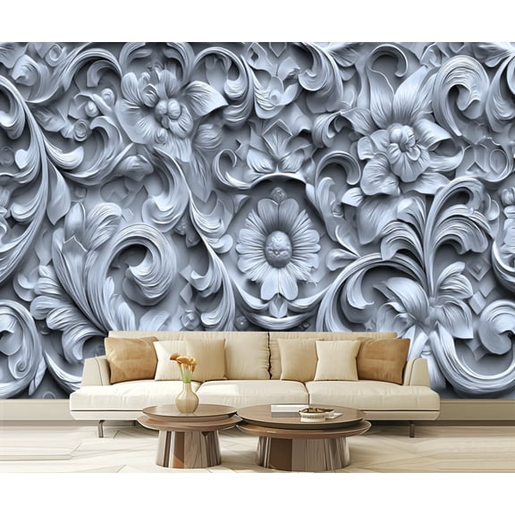 Peel and Stick Wallpaper Waterproof 3D 16 Scandinavian Style Tile Seal Waterproof Heat Resistant Floral Wall Mural Decor Self Adhesive and Removable 69in x 98in