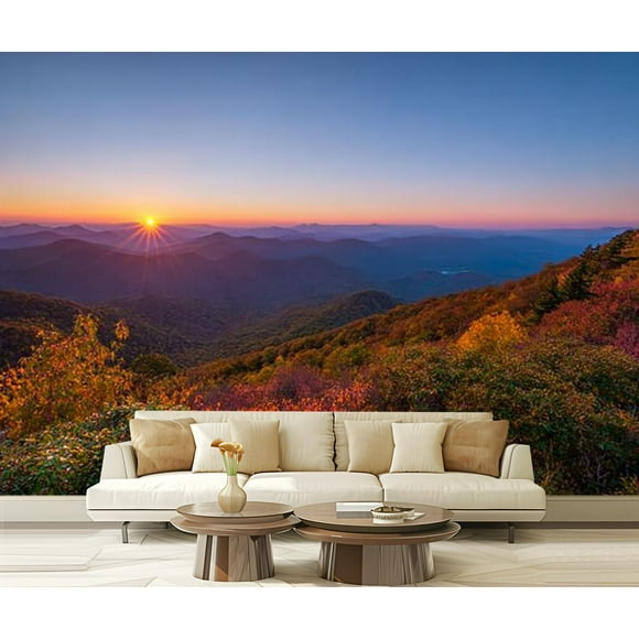 Peel and Stick Wallpaper Waterproof Beautiful Fall Foliage Pisgah National Forest Vibrant Sunrise Blue Wall Mural Decor Self Adhesive and Removable 69in x 98in