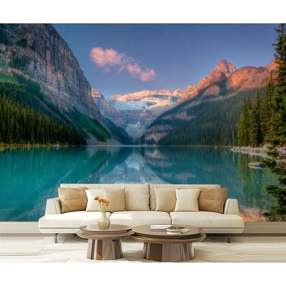 Peel and Stick Wallpaper Waterproof Breathtakingly Beautiful Scenery Lake National Park Alberta Canada Wall Mural Decor Self Adhesive and Removable 69in x 98in