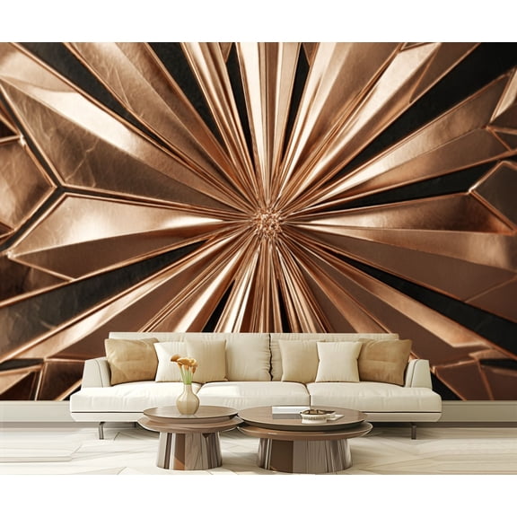 Peel and Stick Wallpaper Waterproof Bronze 3D Wainscoting Panels Geometric Shapes Starburst Patterns Wall Mural Decor Self Adhesive and Removable 69in x 98in