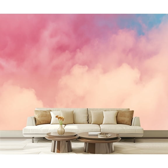 Peel and Stick Wallpaper Waterproof Cloud series Colorful cotton candy Soft fog clouds pastel colored Wall Mural Decor Self Adhesive and Removable 69in x 98in