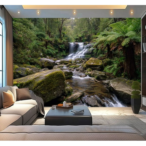 Peel and Stick Wallpaper Waterproof Horseshoe Falls Mount Field National Park Tasmania Australia Wall Mural Decor Self Adhesive and Removable 100in x 144in