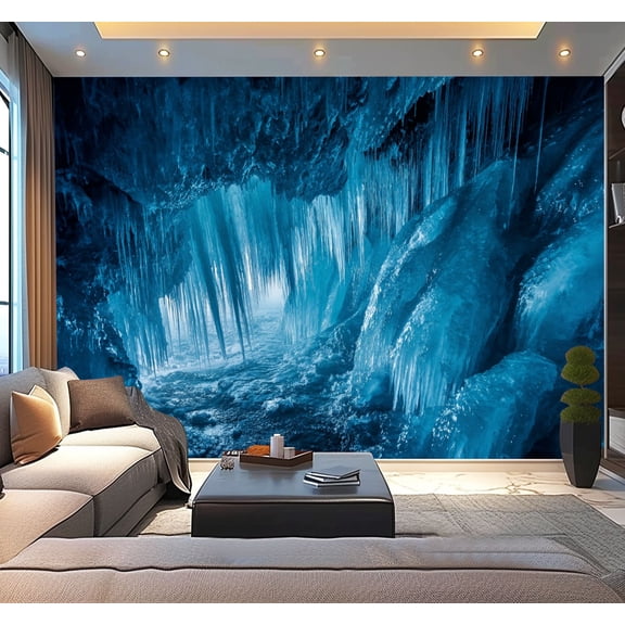 Peel and Stick Wallpaper Waterproof Inside blue ice cave Lake Baikal Siberia Eastern Russia Wall Mural Decor Self Adhesive and Removable 100in x 144in