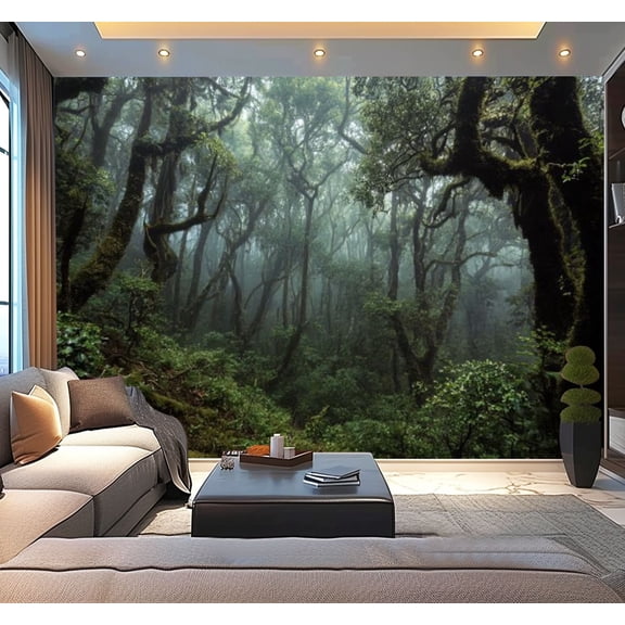 Peel and Stick Wallpaper Waterproof Misty foggy forest ecosystem Anaga UNESCO site Tenerife Wall Mural Decor Self Adhesive and Removable 100in x 144in