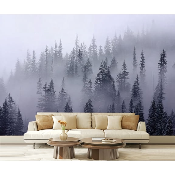 Peel and Stick Wallpaper Waterproof Pierce County Mount Rainier National Park Cascade Mist forest Wall Mural Decor Self Adhesive and Removable 69in x 98in