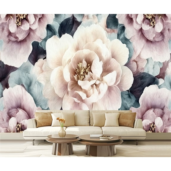 Peel and Stick Wallpaper Waterproof Pink Floral Floral Repeated Floral Motifs Petal Shapes Organic Flow Wall Mural Decor Self Adhesive and Removable 69in x 98in