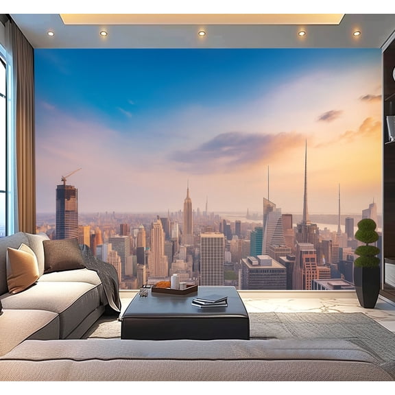 Peel and Stick Wallpaper Waterproof View New York City towards Emipre state Building from Rockefeller Wall Mural Decor Self Adhesive and Removable 100in x 144in