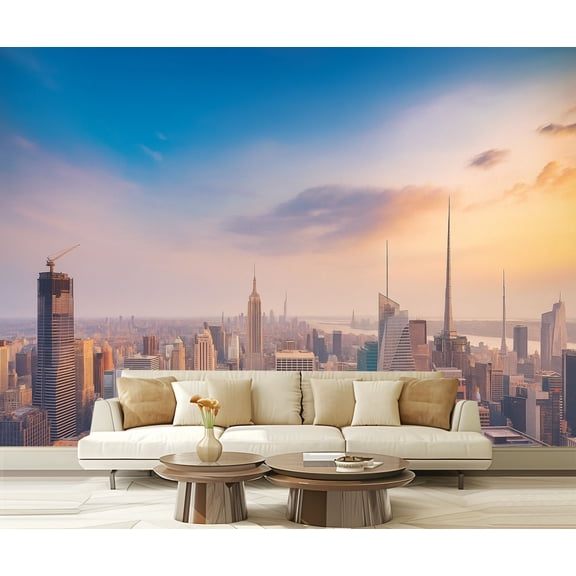Peel and Stick Wallpaper Waterproof View New York City towards Emipre state Building from Rockefeller Wall Mural Decor Self Adhesive and Removable 69in x 98in