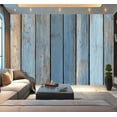 thumbnail image 1 of Peel and Stick Wallpaper Waterproof Weathered Wood Blue Gray Color Palette Wood Grain Vertical Planks Aged Wall Mural Decor Self Adhesive and Removable 100in x 144in, 1 of 8