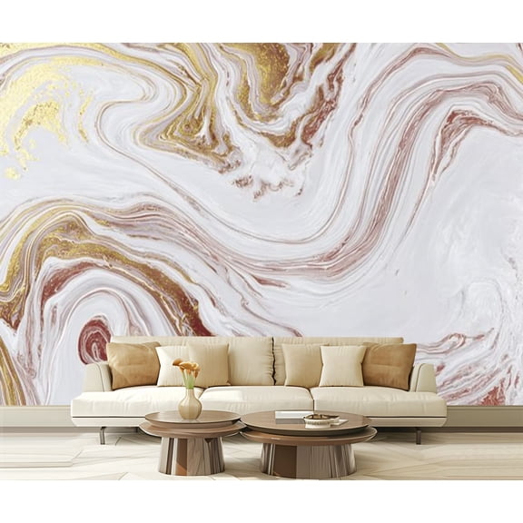 Peel and Stick Wallpaper Waterproof White gold marble Marbling texture design Abstract Oil painting style Wall Mural Decor Self Adhesive and Removable 69in x 98in