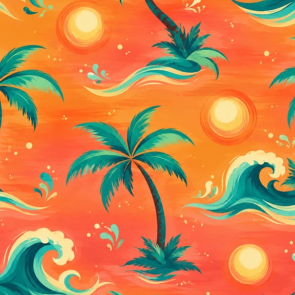 Peel and Stick Wallpaper Waves Sunset Palm Trees Wall Mural 17.7in x 9.8ft Self Adhesive Removable Wall Paper Renter Friendly Wallpaper for Nursery Bedroom Cabinets