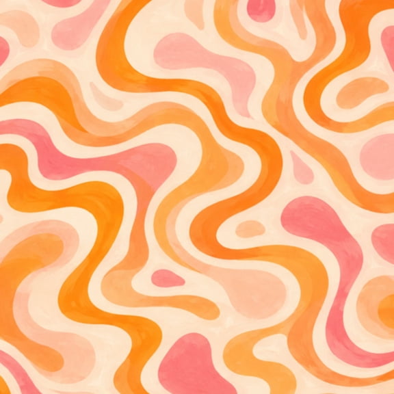 Peel and Stick Wallpaper Wavy Swirl Seamless Orange Pink Colors Hand Drawn Wall Mural 17.7in x 9.8ft Self Adhesive Removable Wall Paper Renter Friendly Wallpaper for Nursery Bedroom Cabinets