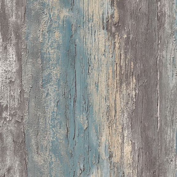 Peel and Stick Wallpaper Weathered Wooden Plank Texture Peeling Blue Beige Paint Wall Mural 17.7in x 9.8ft Self Adhesive Removable Wall Paper Renter Friendly Wallpaper for Nursery Bedroom Cabinets