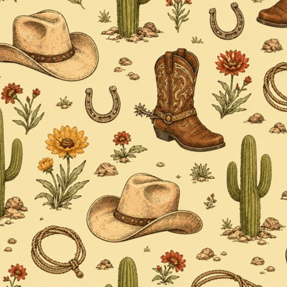 Peel and Stick Wallpaper Western Cowboy Horses Boots Desert Ranch Wall Mural 17.7in x 9.8ft Self Adhesive Removable Wall Paper Renter Friendly Wallpaper for Bedroom