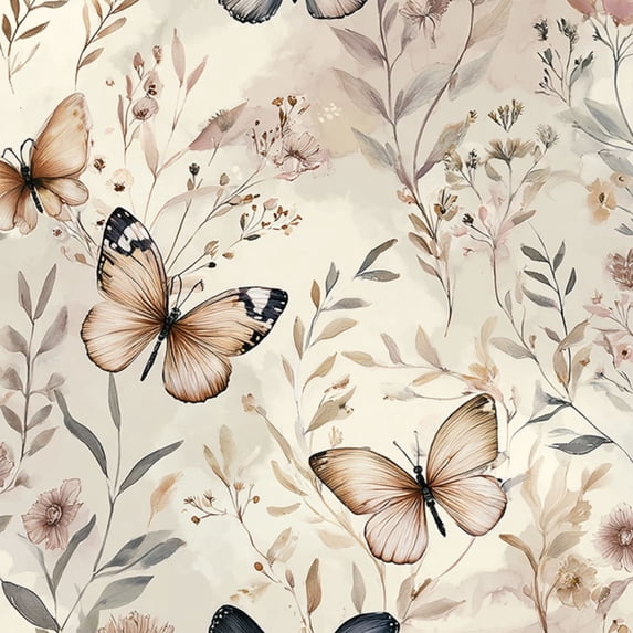 Peel and Stick Wallpaper Whimsical Butterflies Floral Soft Pastel Hues Wall Mural 17.7in x 9.8ft Self Adhesive Removable Wall Paper Renter Friendly Wallpaper for Nursery Bedroom Cabinets
