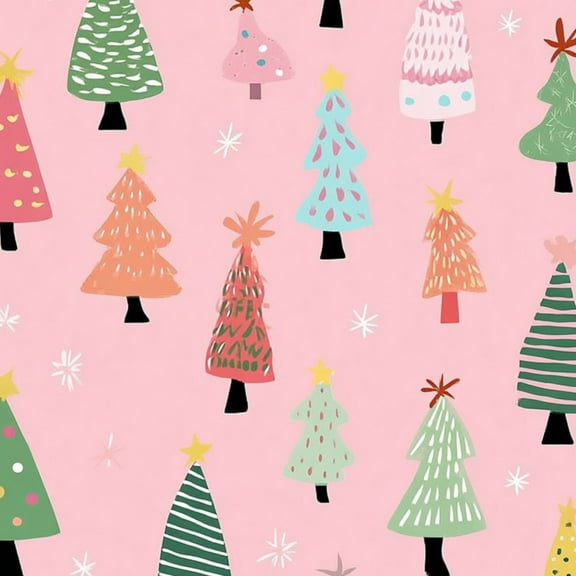 Peel and Stick Wallpaper Whimsical Christmas Tree Pink Colorful Decor Wall Mural 23.6in x 9.8ft Self Adhesive Removable Wall Paper Renter Friendly Wallpaper for Nursery Bedroom Cabinets