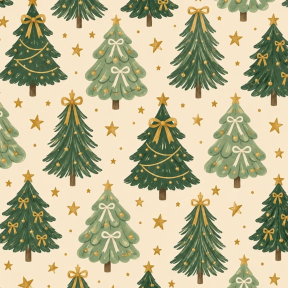 Peel and Stick Wallpaper Whimsical Christmas Trees Golden Stars Bows Contact Paper Self-Adhesive Vinyl Wall Mural Removable Wall Decor for Bedroom Living Room Kitchen Cabinets 17.7 x118 in