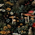 thumbnail image 1 of Peel and Stick Wallpaper Whimsical Forest Scene Mushrooms Wildflowers Rabbits Wall Mural 17.7in x 9.8ft Self Adhesive Removable Wall Paper Renter Friendly Wallpaper for Nursery Bedroom Cabinets, 1 of 8