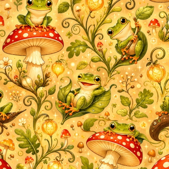 Peel and Stick Wallpaper Whimsical Frog Glowing Fungi Vines Wall Mural 17.7in x 9.8ft Self Adhesive Removable Wall Paper Renter Friendly Wallpaper for Nursery Bedroom Cabinets