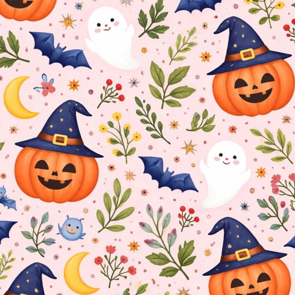Peel and Stick Wallpaper Whimsical Halloween Cute Pumpkins Ghosts Fairytale Houses Pink 24in x 118in Contact Paper Removable Self Adhesive Wall Mural Wall Decor for Bedroom Kitchen Cabinets