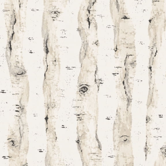 Peel and Stick Wallpaper White Birch Tree Bark Natural Knots Horizontal Lines Wall Mural 17.7in x 9.8ft Self Adhesive Removable Wall Paper Renter Friendly Wallpaper for Nursery Bedroom Cabinets