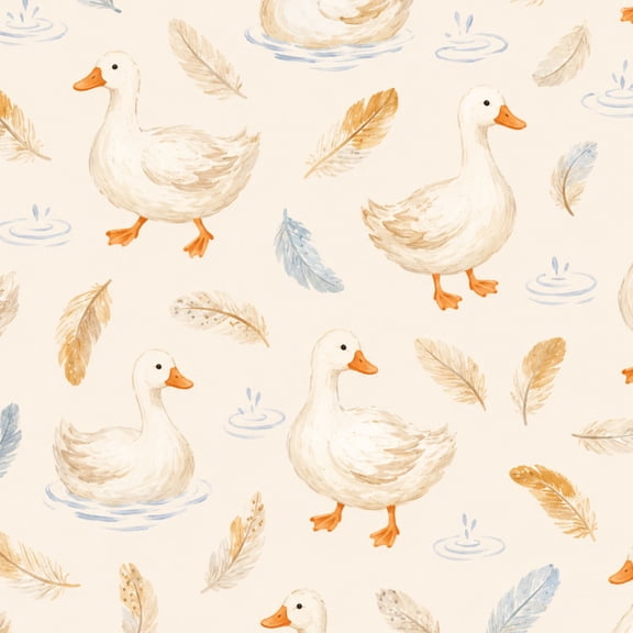 Peel and Stick Wallpaper White Ducks Feathers Pastel Colors Wall Mural 17.7in x 9.8ft Self Adhesive Removable Wall Paper Renter Friendly Wallpaper for Nursery Bedroom Cabinets