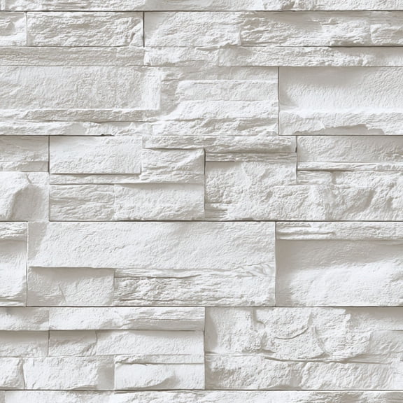 Peel and Stick Wallpaper White Textured Stone Wall Geometric Layers Rustic Wall Mural 17.7in x 9.8ft Self Adhesive Removable Wall Paper Renter Friendly Wallpaper for Bedroom Cabinets