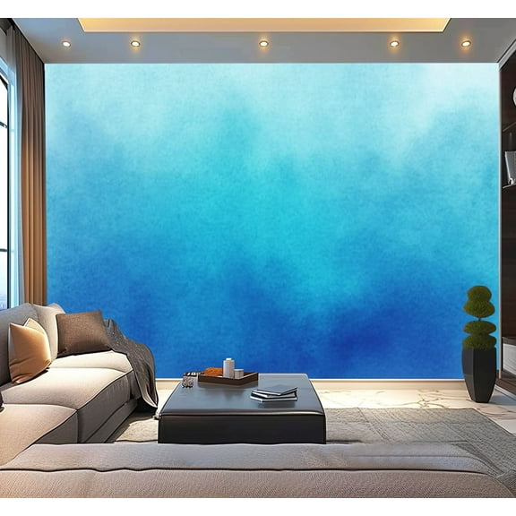 Peel and Stick Wallpaper White blue gradient watercolor cloudy texture inky bottom light sky Modern Art Wall Mural Decor Self Adhesive and Removable 100in x 144in