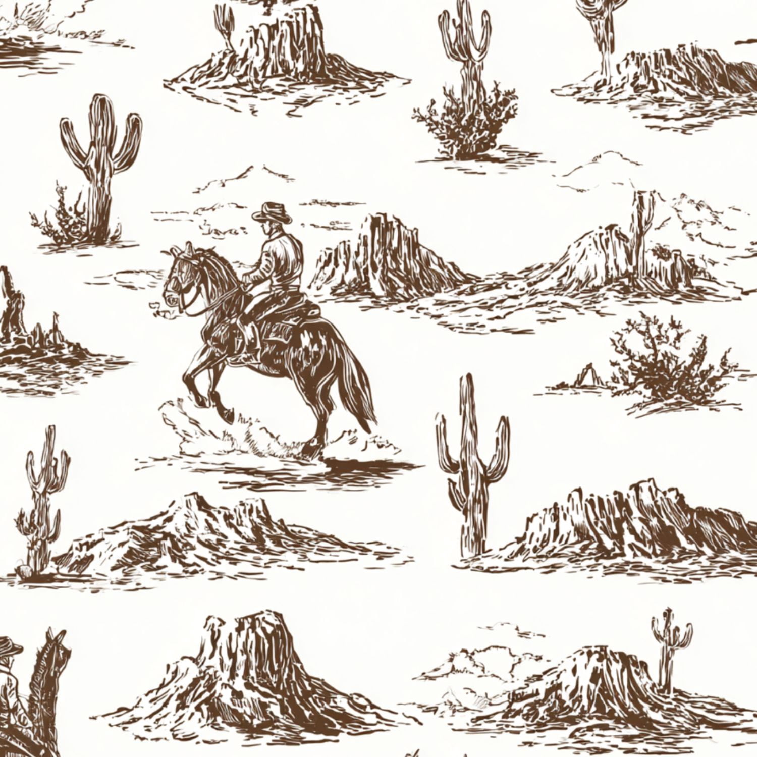 Peel and Stick Wallpaper Wild West Desert Landscape Cowboy Horseback Cactus Wall Mural 23.6in x 9.8ft Self Adhesive Removable Wall Paper Renter Friendly Wallpaper for Nursery Bedroom Cabinets
