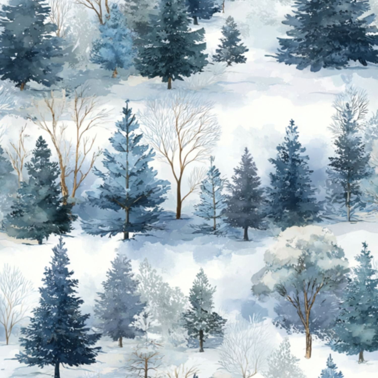 Peel and Stick Wallpaper Winter Forest Snowy Trees Blue White ...