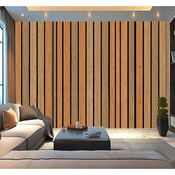 Peel and Stick Wallpaper Wooden textured slats for advertising banners Mockup for store fronts Modern Art Wall Mural Decor Self Adhesive and Removable 100in x 144in