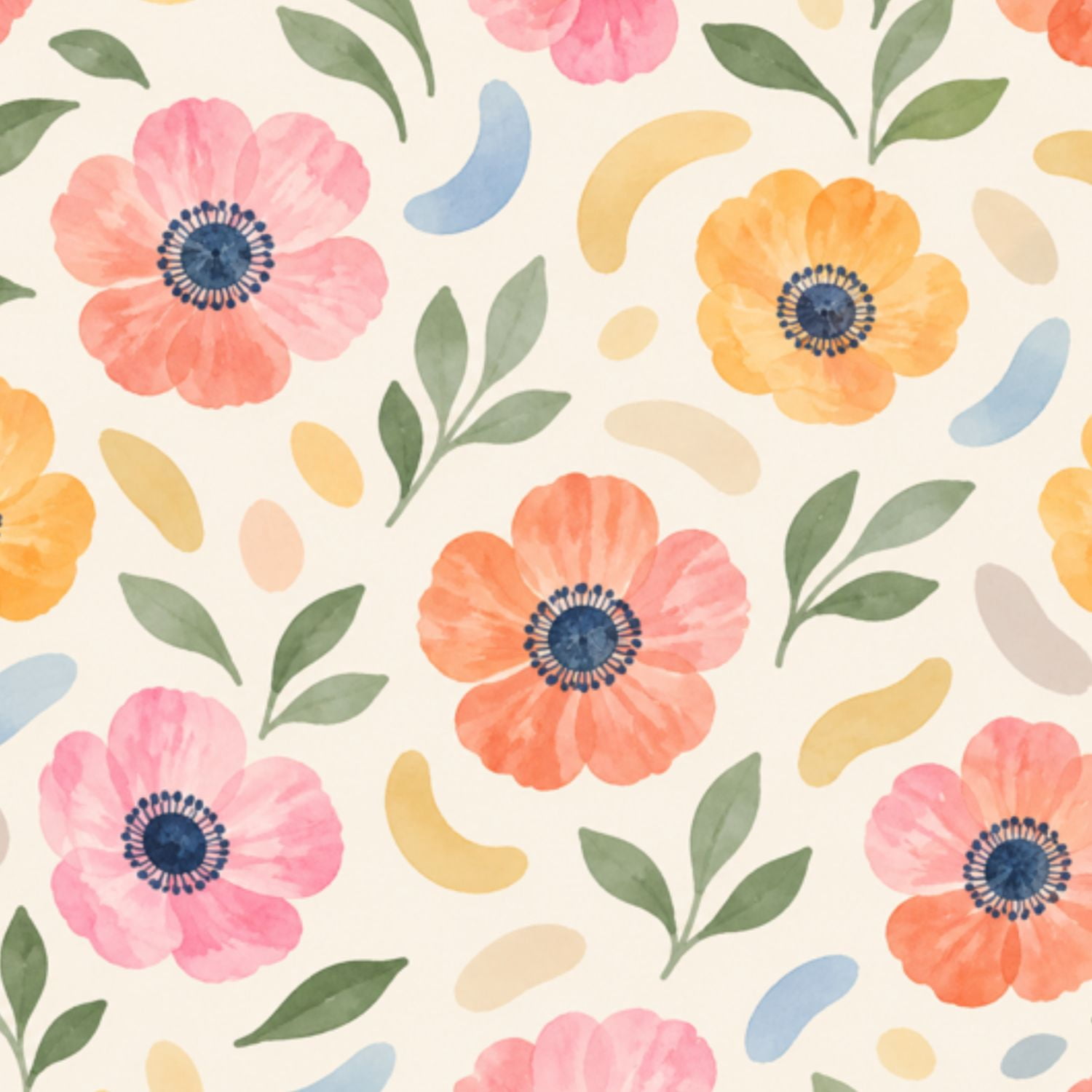 Peel and Stick Wallpaper colorful Vibrant Floral Abstract Shapes Soft ...