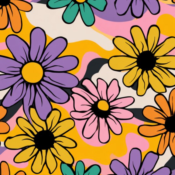 Peel and Stick Wallpaper colourful flowers rainbow seamless retro decorative floral 17.7"x118" Contact Paper Removable Self Adhesive Waterproof Wall Decor for Bedroom Kitchen Cabinets