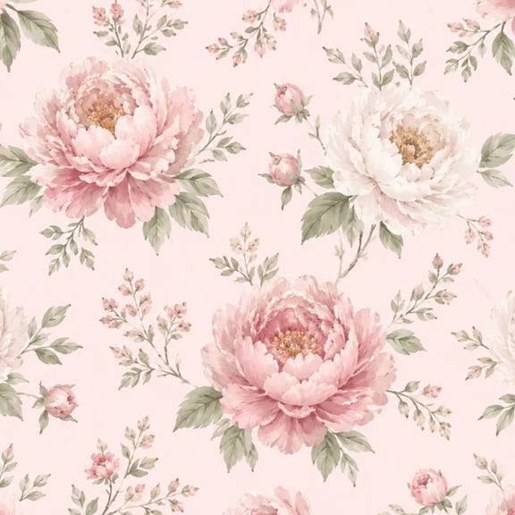 Peel and Stick Wallpaper floral peonies light watercolor Wall Mural 23.6in x 9.8ft Self Adhesive Removable Wall Paper Renter Friendly Wallpaper for Nursery Bedroom Cabinets