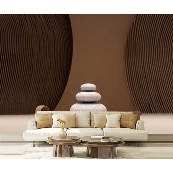 Peel and Stick Wallpaper japanese style minimal abstract garden brown for presentation Modern Art Wall Mural Decor Self Adhesive and Removable 69in x 98in