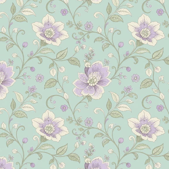 Horizontal Paper Design Peel and Stick Wallpaper Elegant Green Floral Leaves 24
