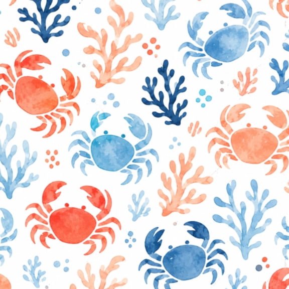 Peel and Stick Wallpaper sea blue crabs corals watercolor hand nautical style 24in x 118in Contact Paper Removable Self Adhesive Wall Mural Wall Decor for Bedroom Kitchen Cabinets