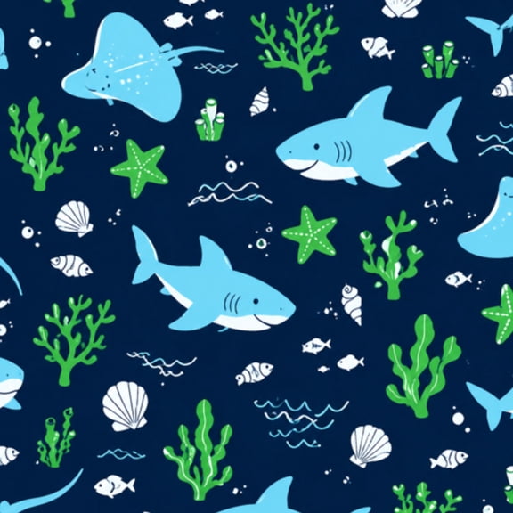 Peel and Stick Wallpaper seamless underwater cute sharks Marine Life Coastal Wall Mural 17.7in x 9.8ft Self Adhesive Removable Wall Paper Renter Friendly Wallpaper for Nursery Bedroom Cabinets