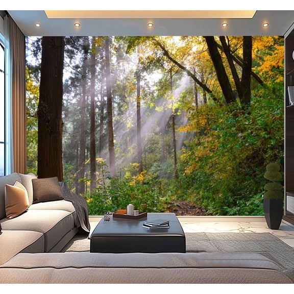 Peel and Stick Wallpaper sun shines lines those forests that used to be dense forests Modern Art Wall Mural Decor Self Adhesive and Removable 100in x 144in