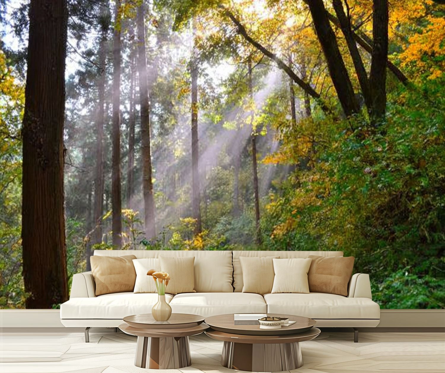Peel and Stick Wallpaper sun shines lines those forests that used to be dense forests Modern Art Wall Mural Decor Self Adhesive and Removable 69in x 98in