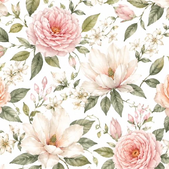 Peel and Stick Wallpaper watercolor floral pink flowers green leaves branches Wall Mural 23.6in x 9.8ft Self Adhesive Removable Wall Paper Renter Friendly Wallpaper for Nursery Bedroom Cabinets
