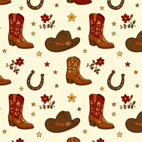 Peel and Stick Wallpaper western cowboy boots cowgirl hat horse shoe fabric design 17.7"x118" Contact Paper Removable Self Adhesive Waterproof Wall Decor for Bedroom Kitchen Cabinets