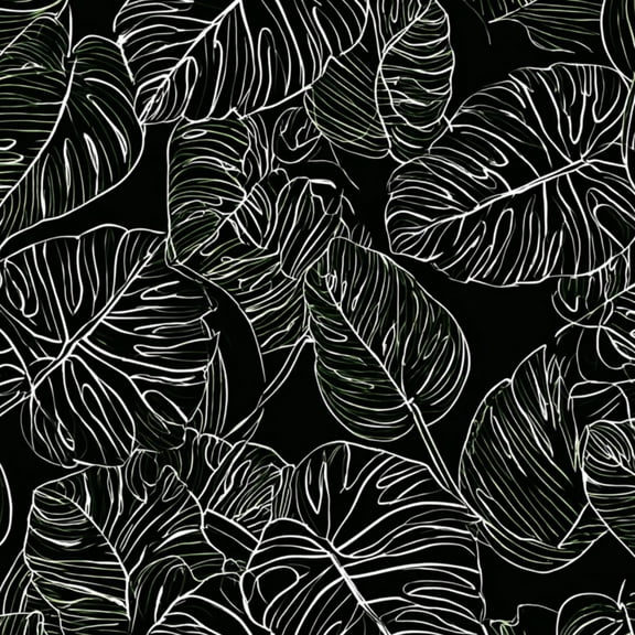 Peel and Stick Wallpaper white graphic tropical leaves Jungle Wall Mural 17.7in x 9.8ft Self Adhesive Removable Wall Paper Renter Friendly Wallpaper for Nursery Bedroom Cabinets