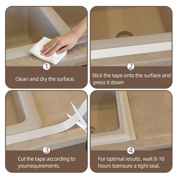 Peel and Stick Waterproof Caulking Tape 1.5Inch x 10.5FT, Self Adhesive Bathroom Kitchen Seal Strip Gap Cover for Sink Tub Toilet Countertop Tile Wallpaper Edge Trim, Renter Friendly Easy Install